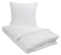 Hvidt sengetøj dobbeltdyne 200x220 cm - Check white - Jacquardvævet sengesæt - Ternet sengetøj - 100% Bomuldssatin - By Night