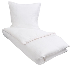 Hvidt sengetøj 140x220 cm - Stribet sengetøj - Jacquardvævet sengesæt - 100% Egyptisk bomuld