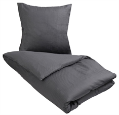 Stribet sengetøj 240x220 cm - Gråt sengetøj - King size sengesæt - 100% Egyptisk Bomuldssatin - Turiform
