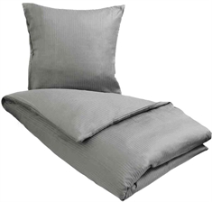 Stribet sengetøj 140x220 cm - Gråt sengetøj - Jacquardvævet sengesæt - Lysegrå - 100% Egyptisk bomuld