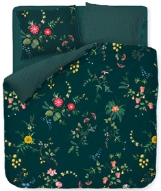 Blomstret sengetøj 200x220 cm - Fleur Grandeur - Blåt og grønt sengetøj - 2 i 1 design - 100% bomuld - Pip Studio