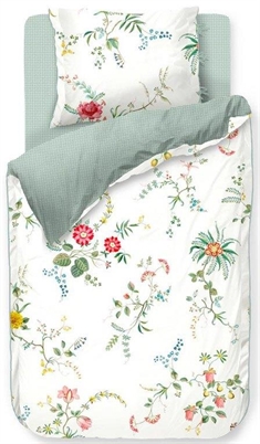 Blomstret sengetøj 140x220 cm - Fleur Grandeur - Hvidt sengetøj - Vendbar design - 100% bomuld - Pip Studio