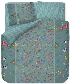 Dobbelt sengetøj 200x220cm - Petites Fleurs - Blue - 2 i 1 design - 100% bomuld - Pip Studio