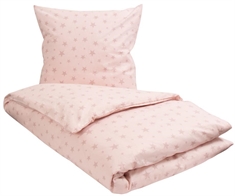 Peach sengetøj 140x220 cm - Fersken farvet sengesæt med stjerner - 100% Bomuld