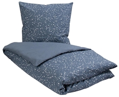 Blåt sengetøj 140x220 cm - Sengesæt med stjerner - Sengetøj i 100% Bomuld - Vendbar design