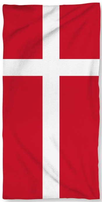 Badehåndklæde - Dannebrog flag - 70x140 cm - 100% Bomuld håndklæde 