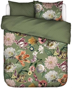 Dobbelt sengetøj 200x200 cm - Filou Forest Green - 2 i 1 design - 100% bomuldssatin - Essenza 