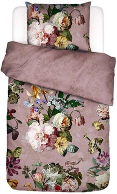Blomstret sengetøj 140x220 cm - Fleur Woodrose - Lilla sengetøj - Vendbar design - 100% bomuldssatin - Essenza 