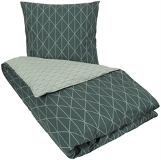 Sengetøj dobbeltdyne 200x220 cm - Harlequin green - Grønt sengetøj - 2 i 1 design - Dynebetræk i 100% Bomuld 