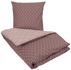 Rosa sengetøj 140x220 cm - Harlequin peach - Vendbar design - Sengetøj i 100% Bomuld - Borg Living