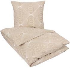 Dobbeltdyne sengetøj 200x220 cm - Diamond sandfarvet sengesæt - Sengelinned i 100% Bomuld