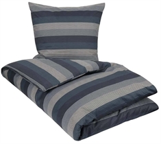 Sengetøj bomuldssatin - 150x210 cm - Big stripes blue - By Night sengesæt 