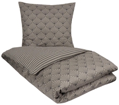 Gråt sengetøj 140x220 cm - Fan grey - 100% Bomuldssatin - 2 i 1 design - By Night sengesæt 