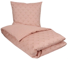 Peach sengetøj 140x220 cm - Stribet sengetøj - Sengesæt i vendbar design - 100% bomuldssatin - By Night 