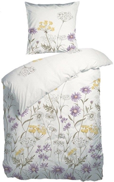 Blomstret sengetøj - 140x220 cm - Blossom Violet - Sengelinned i 100% bomuld - Night and Day sengetøj