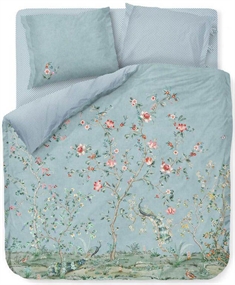 Blomstret sengetøj 200x220 cm - Okinawa - Blåt sengetøj - 2 i 1 design - 100% bomuld - Pip Studio