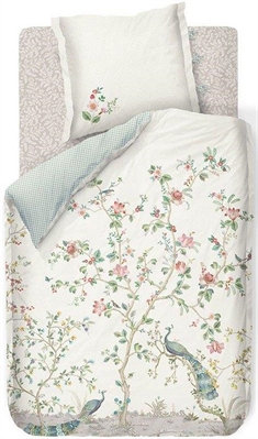 Pip studio sengetøj - 140x200 cm - Okinawa white - Blomstret sengetøj - Dobbeltsidet sengesæt - 100% bomuld