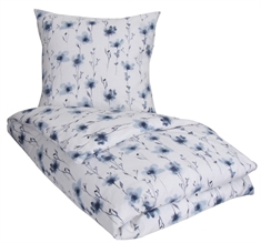 Flonel sengetøj 140x220 cm - Flower blue - Blåt sengetøj - Blomstret sengetøj -  100% bomuldsflonel - By Night sengesæt