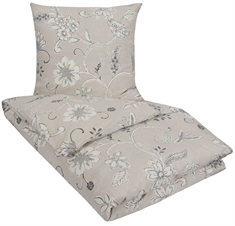 Blomstret sengetøj 200x220 cm - Diana gråt sengetøj - Dobbeltdyne sengetøj - 100% Bomuld - Nordstrand Home