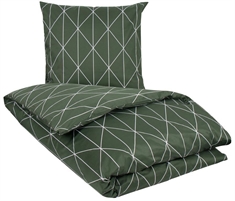 Bomuldssatin sengetøj - 150x210 cm - Graphic harlekin grøn - By Night sengesæt 
