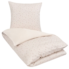 Blomstret sengetøj 140x220 cm - Beige sengetøj ekstra længde - Soft Wood - 100% bomuldssatin - By Night