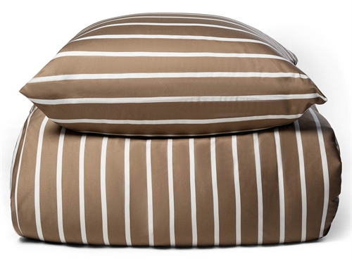Bambus dobbelt sengetøj - 100% Naturligt bambus - 240x220 cm - Stribet beige - Satinvævet King Size sengesæt
