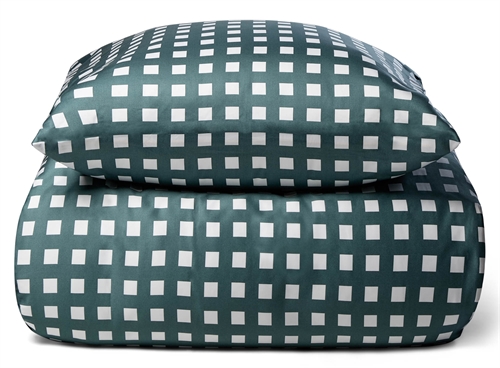 Bambus sengetøj - 100% Naturligt bambus - 140x220 cm - Ternet grønt - Satinvævet sengesæt