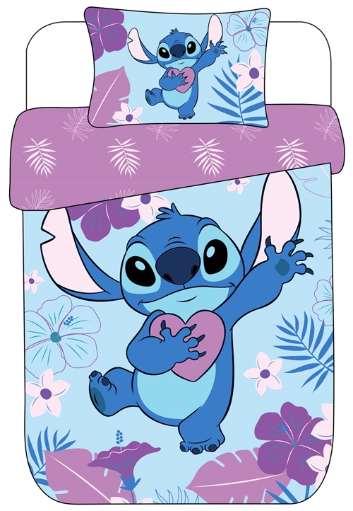 Stitch sengetøj - 140x200 cm - Fra Lilo og Stitch - Vendbart design - 100% bomulds sengesæt