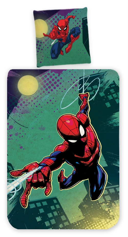 Spiderman sengetøj 140x200  cm - Flying - Vendbart design - 100% bomuld 