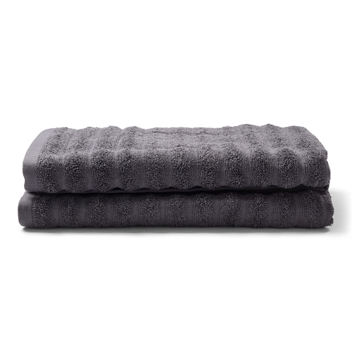 Badehåndklæder 2 stk. i 100% kæmmet bomuld - Bløde mørkegrå håndklæder 70x140 cm fra Borg Living