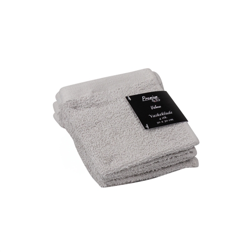 Vaskeklude 4-pak - 100% Blødt bomuld med høj absorberingsevne - 30x30 cm - Lysegrå vaskeklude fra danske By Borg