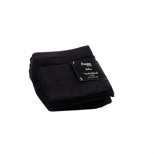 Vaskeklude 4-pak - 100% Blødt bomuld med høj absorberingsevne - 30x30 cm - Sorte vaskeklude fra danske By Borg