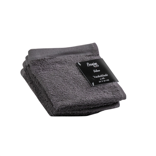 Vaskeklude 4-pak - 100% Blødt bomuld med høj absorberingsevne - 30x30 cm - Mørkegrå vaskeklude fra danske By Borg