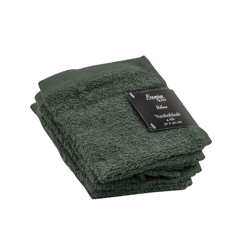 Vaskeklude 4-pak - 100% Blødt bomuld med høj absorberingsevne - 30x30 cm - Mørkegrønne vaskeklude fra danske By Borg