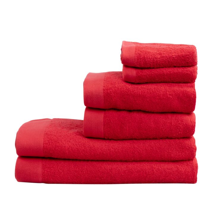 Røde Håndklædepakke med 6 stk. - 100% Blødt bomuld med høj absorberingsevne - Røde håndklæder fra danske By Borg