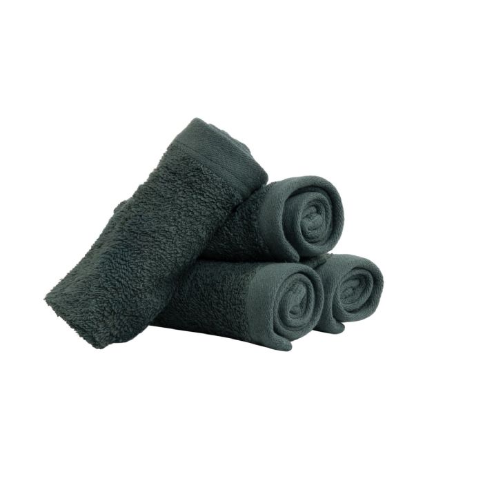 Vaskeklude 4-pak - 100% Blødt bomuld med høj absorberingsevne - 30x30 cm - Mørkegrønne vaskeklude fra danske By Borg