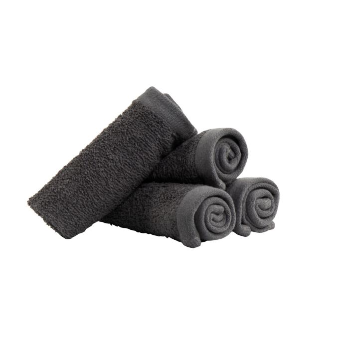 Vaskeklude 4-pak - 100% Blødt bomuld med høj absorberingsevne - 30x30 cm - Mørkegrå vaskeklude fra danske By Borg