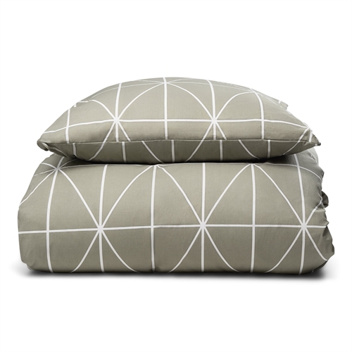 Dobbelt sengetøj 100% bomuld - 200x220 cm - Grønt sengesæt med harlekintern - Nordstrand Home - Dynebetræk i 100% bomuld 