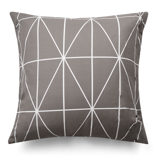  Pudebetræk 60x63 cm - 100% bomuld - Lysegråt hovedpudebetræk med harlekintern - Nordstrand Home