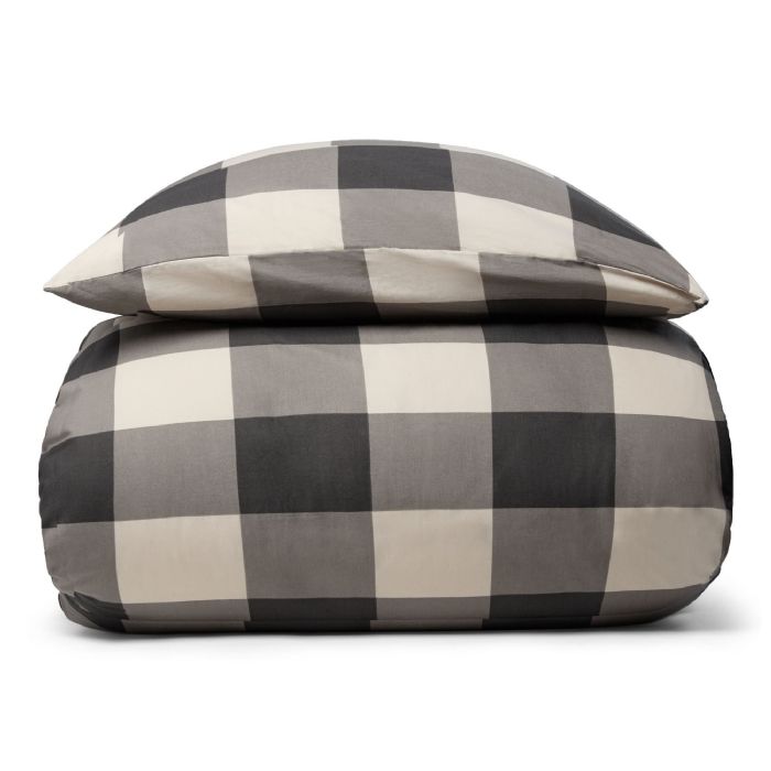 Sengetøj 100% bomuld - Gråt ternet sengesæt - Nordstrand Home dynebetræk