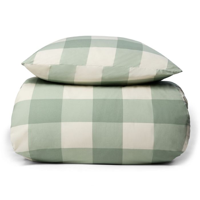 Sengetøj 100% bomuld - Grønt sengesæt med store tern - Nordstrand Home dynebetræk