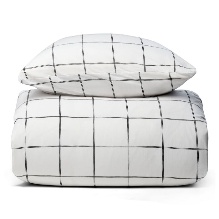 Sengetøj 100% bomuld - Hvidt sengesæt med sorte tern - Nordstrand Home dynebetræk