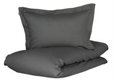 Gråt sengetøj 140x220 cm - Jacquardvævet sengesæt - Mørkegrå - 100% Økologisk bomuldssatin - Turiform