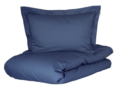 Kingsize sengetøj 240x220 cm -  Mørkeblå - Jacquardvævet  - 100% Økologisk bomuldssatin - Turistrib Turiform