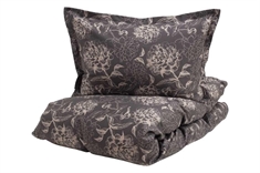 Blomstret sengetøj 140x220 cm - Aila black - Sort sengetøj - 100% bomuldssatin sengetøj - Borås Cotton