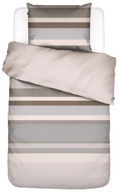 Stribet sengetøj 140x220 cm - Essenza sengetøj - Edith Ecru - Vendbar design - Sengelinned i 100% Bomuldssatin - Essenza 