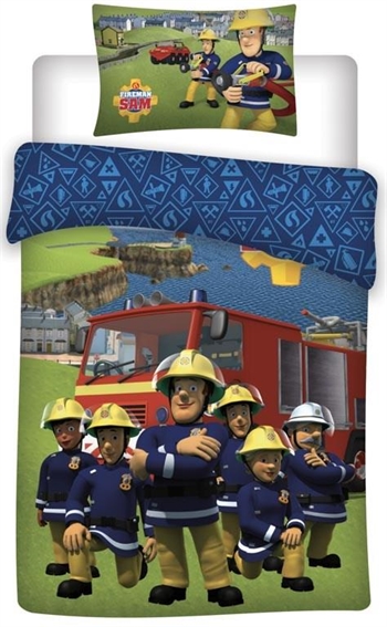 Sengetøj 140x200 cm - Brandman Sam og venner - Vendbar sengesæt i 100% bomuld
