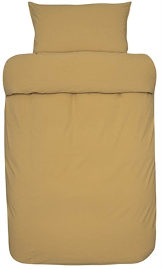 Gult sengetøj 140x220 cm -  Frøya brændt gul - Ensfarvet sengetøj - 100% stenvasket økologisk bomuld - Høie