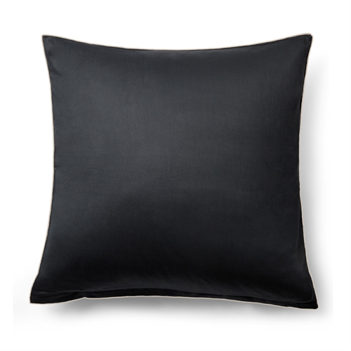  Pudebetræk 60x63 cm - 100% bomuldssatin - Rikke sort hovedpudebetræk med pipingkant - Ekstra blødt pudebetræk fra By Borg