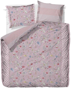 Blomstret sengetøj 140x220 cm - Hummingbird lilla - Vendbar sengesæt - 100% bomuld - Pip Studio sengetøj